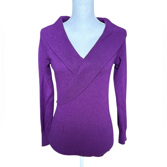 WHBM purple cashmere blend portrait collar sweater purple - Picture 1 of 10